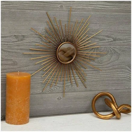 Gold Sunburst Metal Wall Mirror