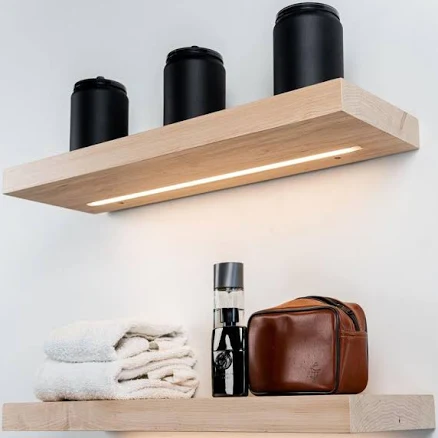 Maple Lighted Floating Shelves