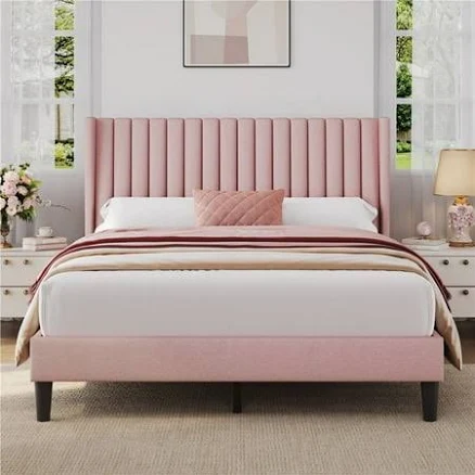Topeakmart Upholstered Platform Bed F...