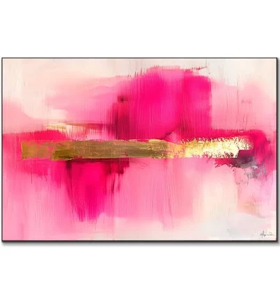 Vibrant Pink and Gold Abstract Art