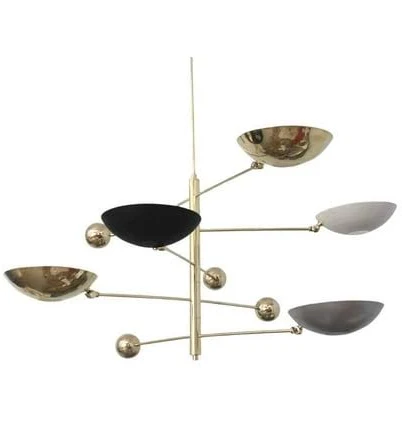 5-light Mid Century Modern Raw Brass ...