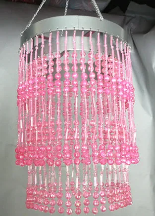 Pink Beaded 2 Tiers Cubic Balls Chand...