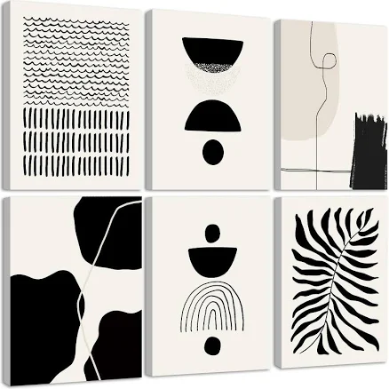 Abstract Black Framed Wall Art Set of 6