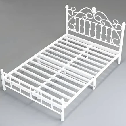 Vintage Metal Platform Bed Frame with...