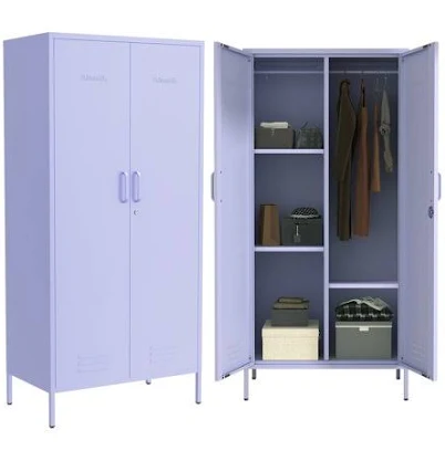 2 Door Wardrobe 67 Inch Purple Metal ...