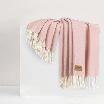 Pink Herringbone Cashmere Throw