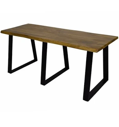 Live Edge Wood & Metal Bench Natural ...