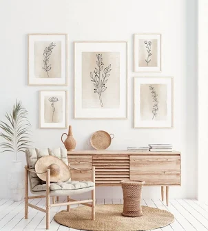 Botanical Line Art Print Set of 5, Ne...