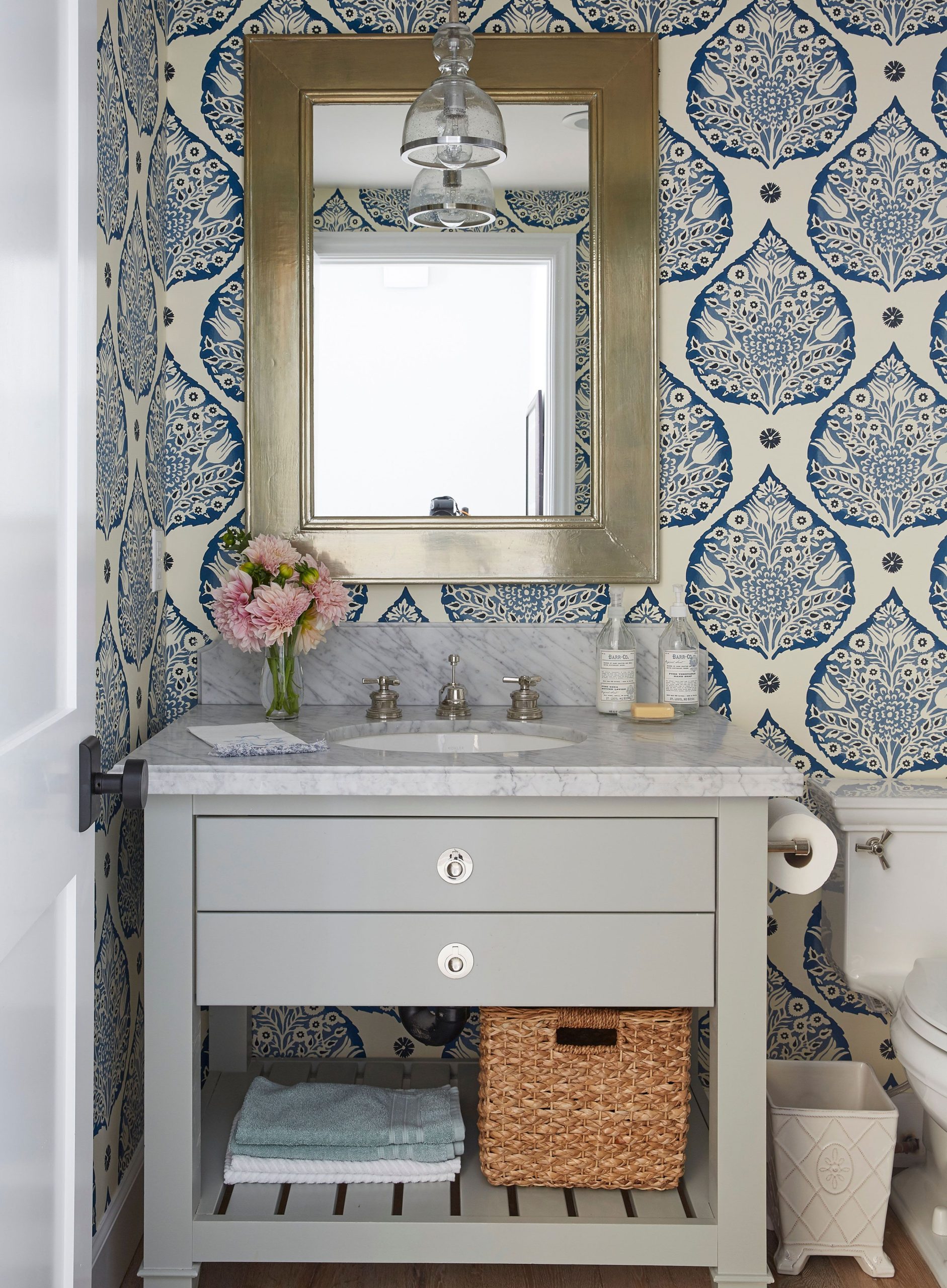 37 Bathroom Wallpaper Ideas to Add Updated Pattern and Color