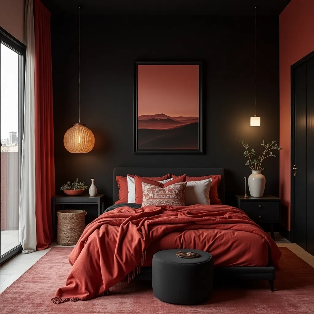Bold Black and Red Bedroom Design Ideas for a Dramatic