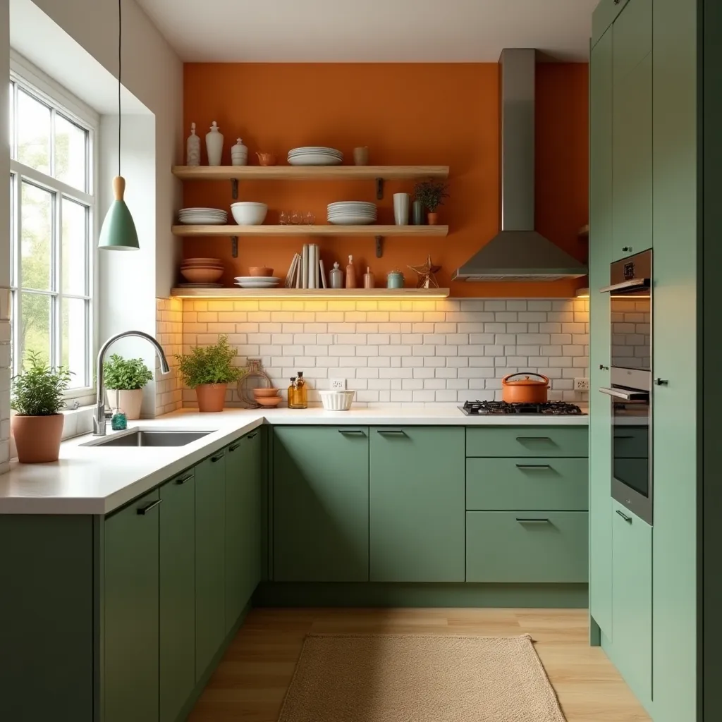 Bold Green and Orange Kitchen Ideas for a Lively Cooking