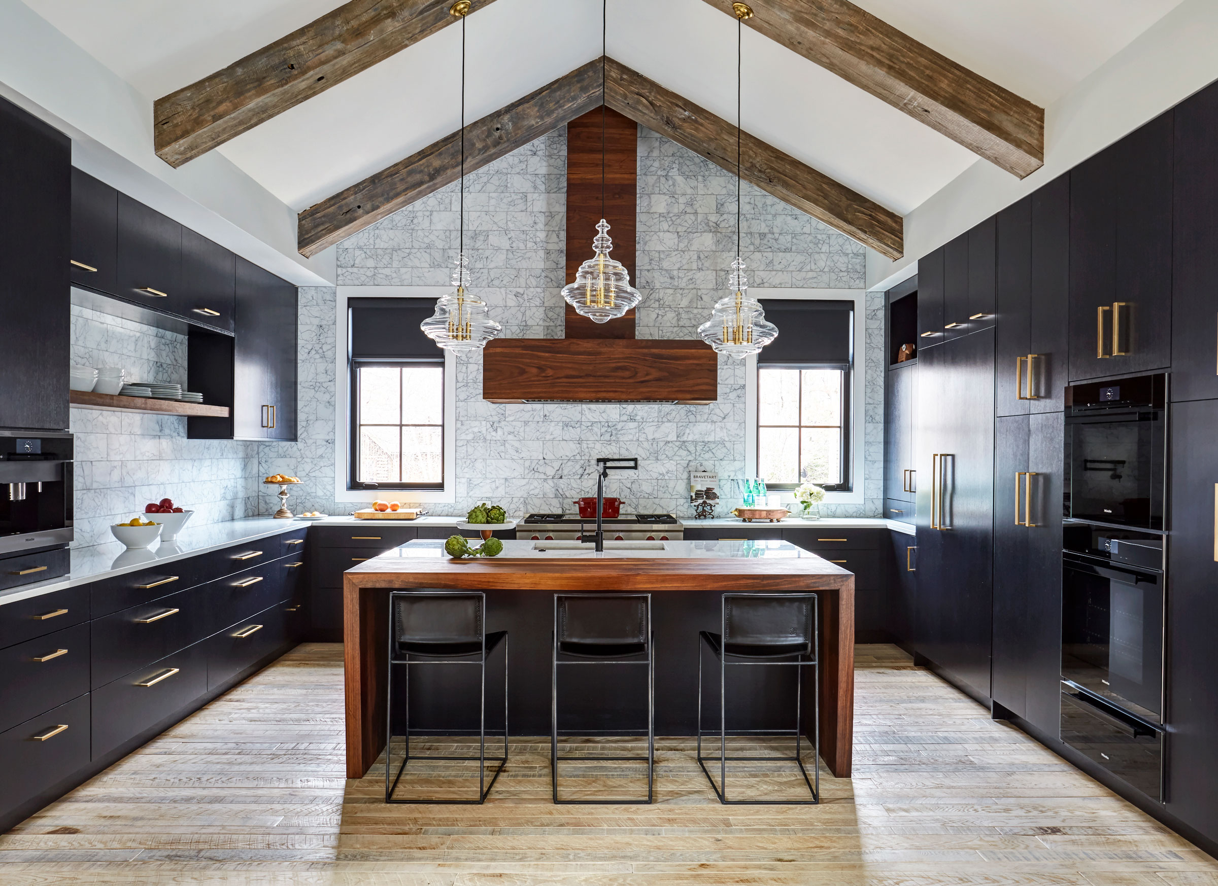 Ebony & Walnut Contemporary Kitchen - Crystal Cabinets