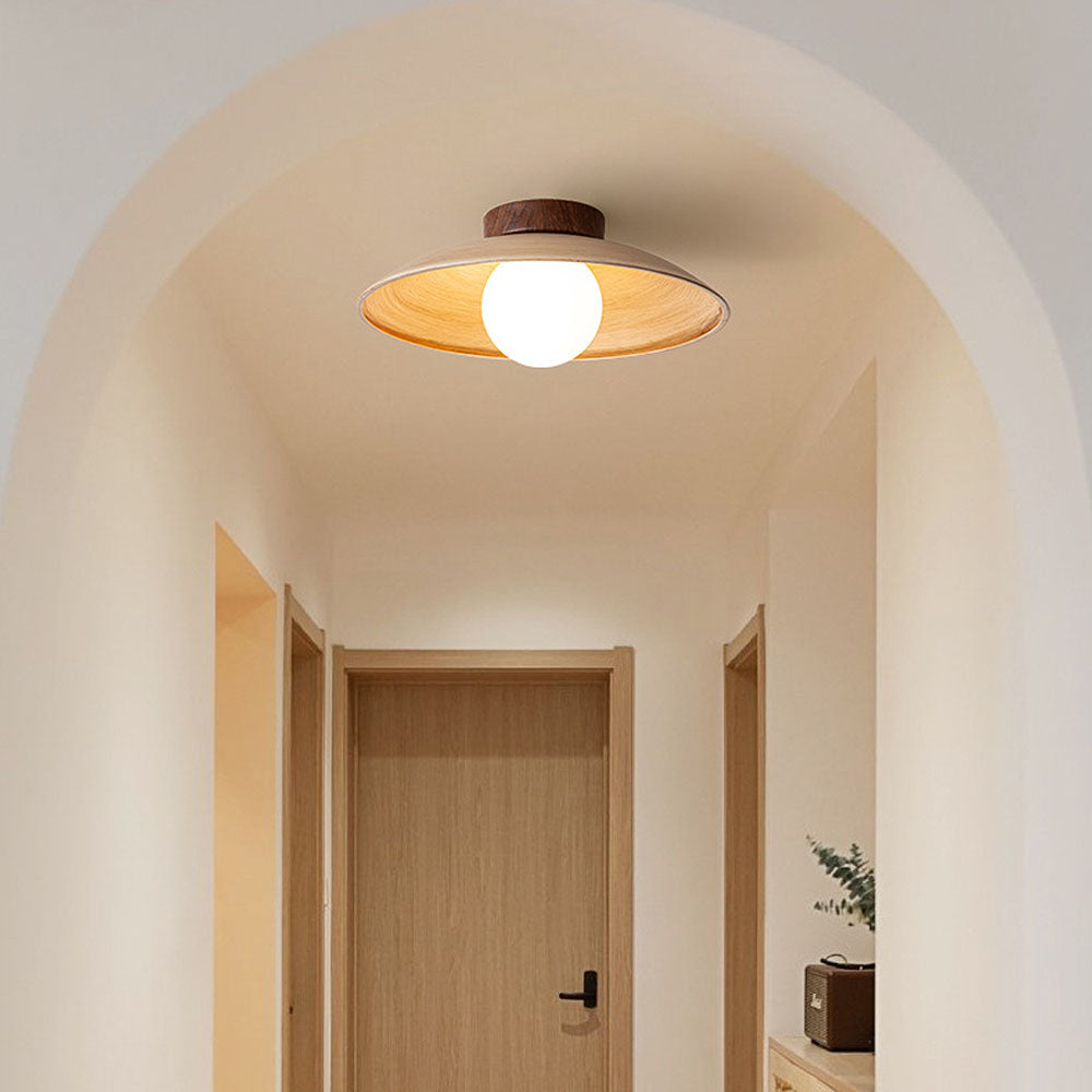 Homdiy Ceiling Light Wood Bowl Semi Flush Ceiling Lights For Hallway