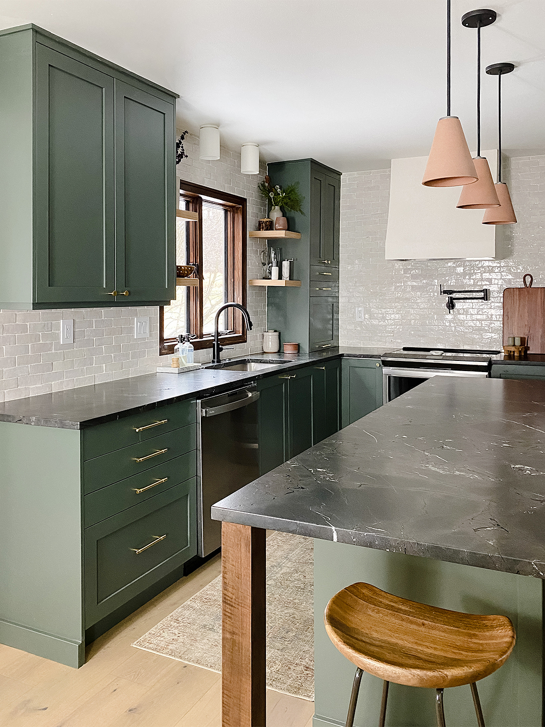 One Shade of Green and 3 Types of IKEA Cabinets Transformed This 1980s Philadelphia Kitchen| domino