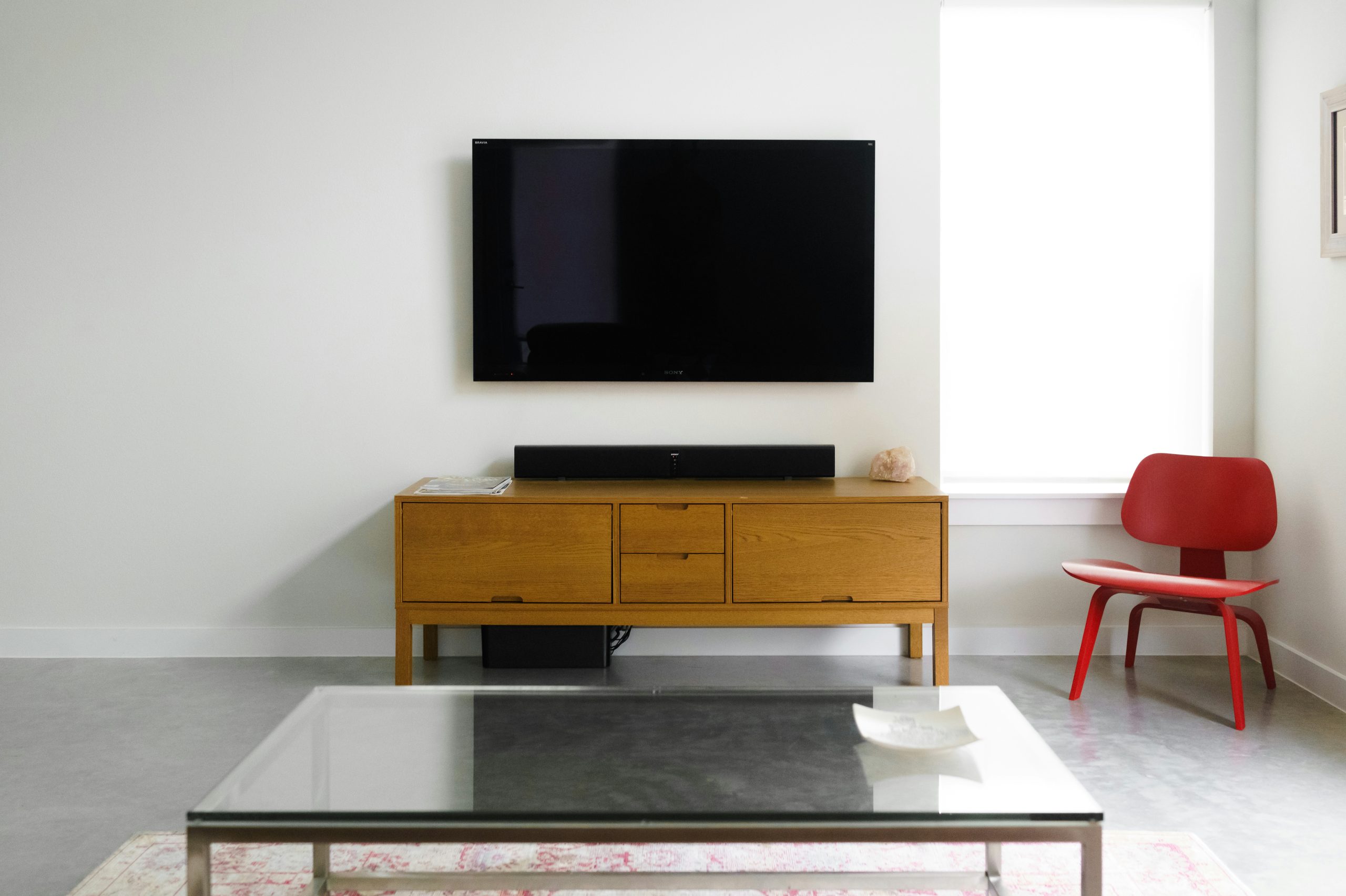Red chair in living room