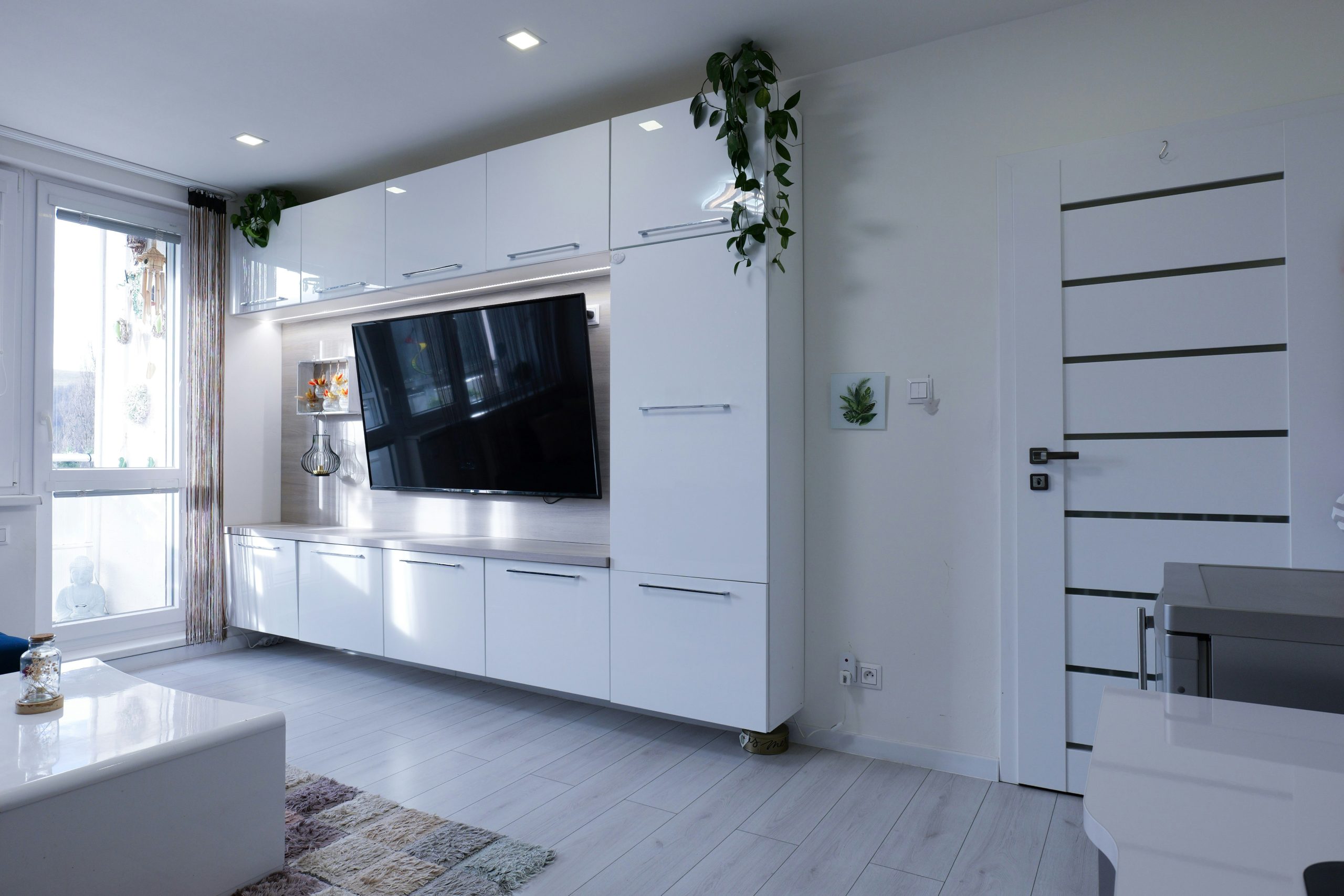 This modern, minimalist apartment was our first home before we moved in 2024. Capturing the clean aesthetic and ambient lighting before saying goodbye.
