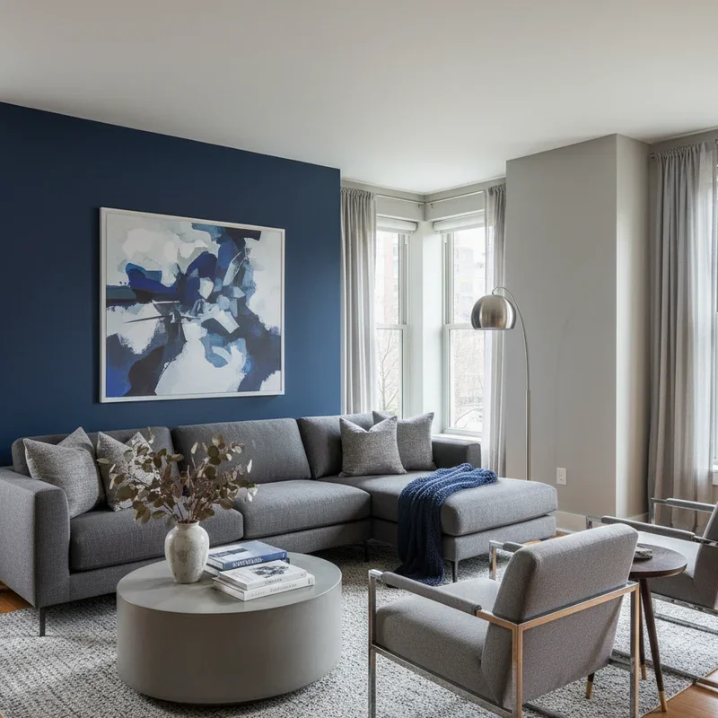 15 Navy Blue and Grey Living Room Ideas You'll Love
