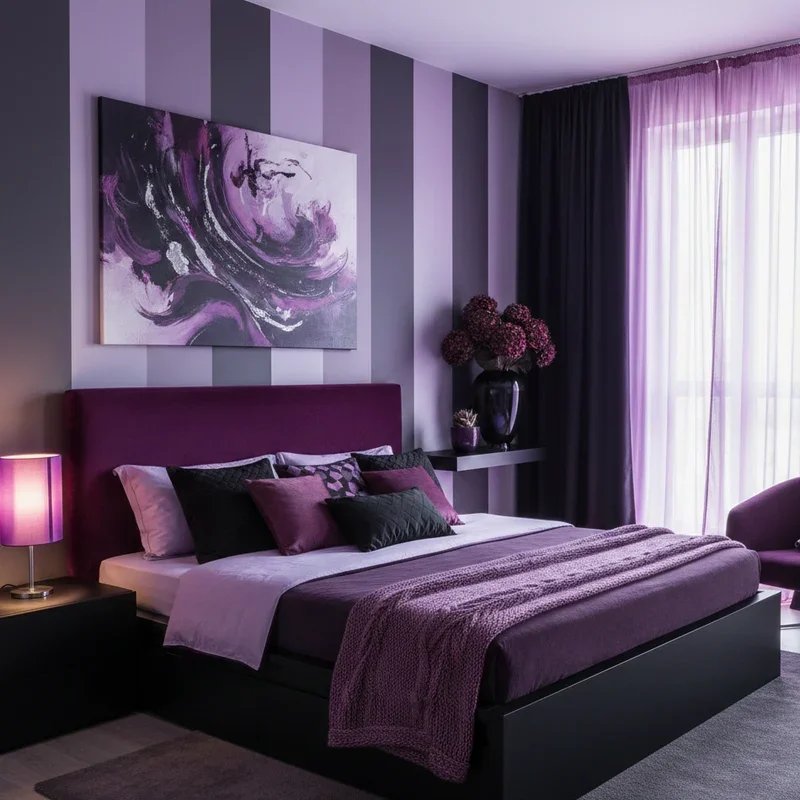 15 Purple and Black Bedroom Ideas for Bold Style Interiors