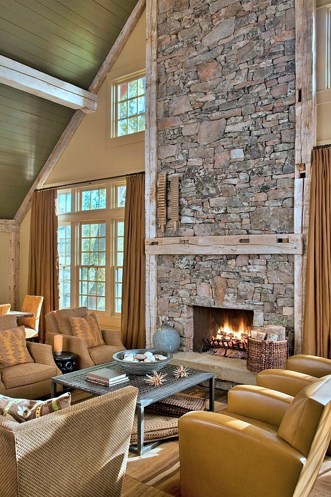 A Beautiful Ranch-Style Home With Stone And Wood Accents