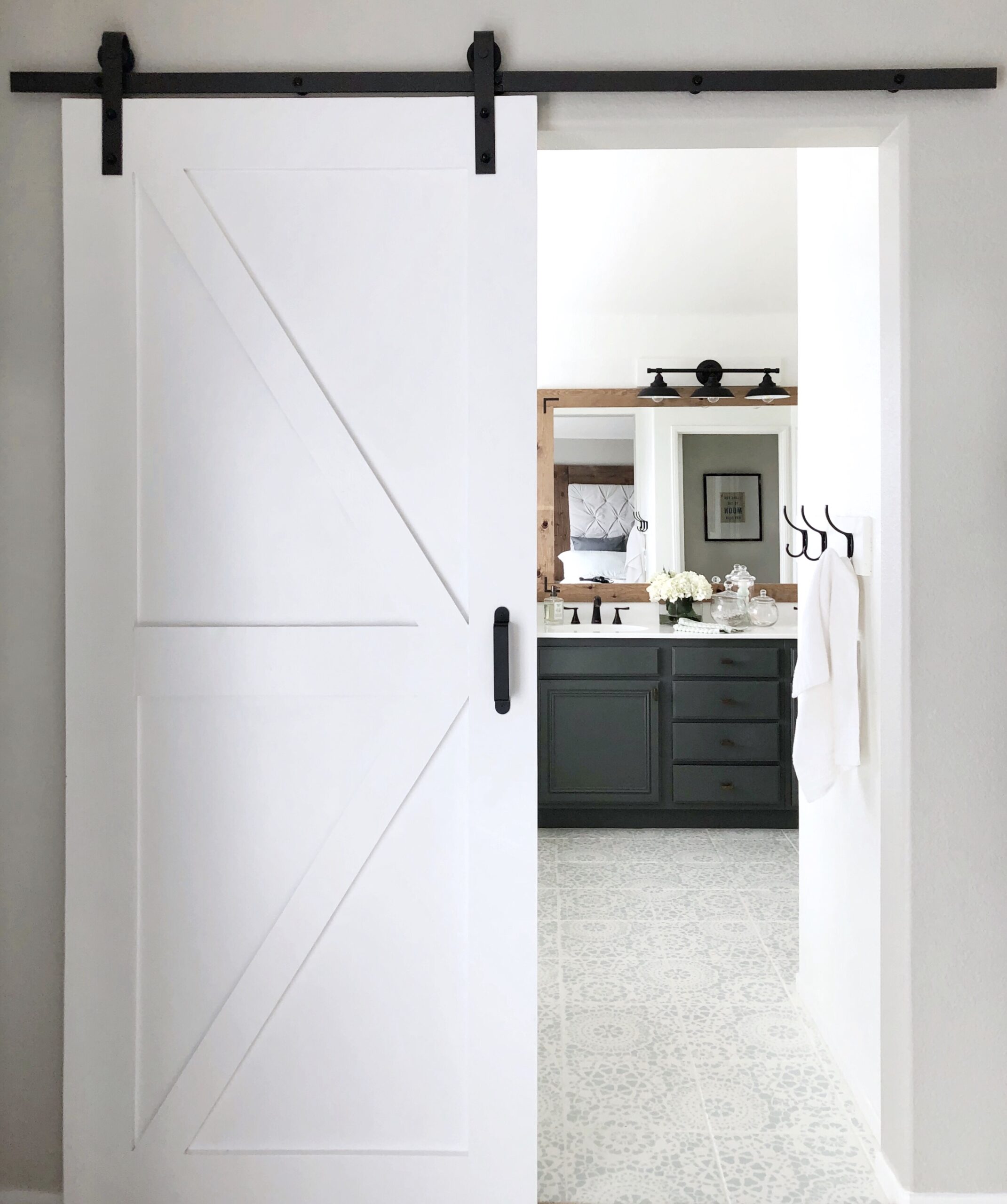 A Surprisingly Simple DIY Bathroom Barn Door | Domestic Designs Co.