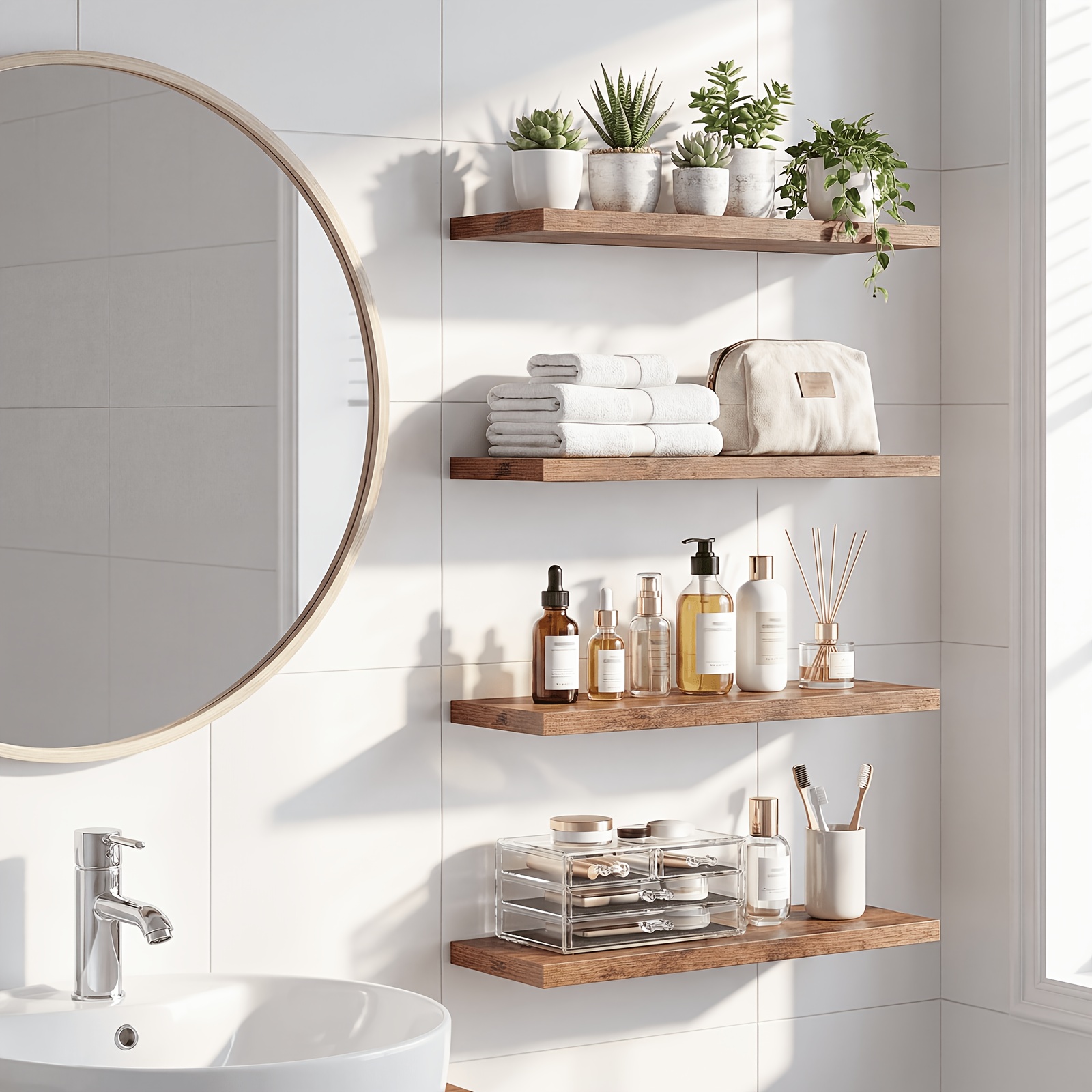 bathroom shelves wall mounted sold on Temu United States
