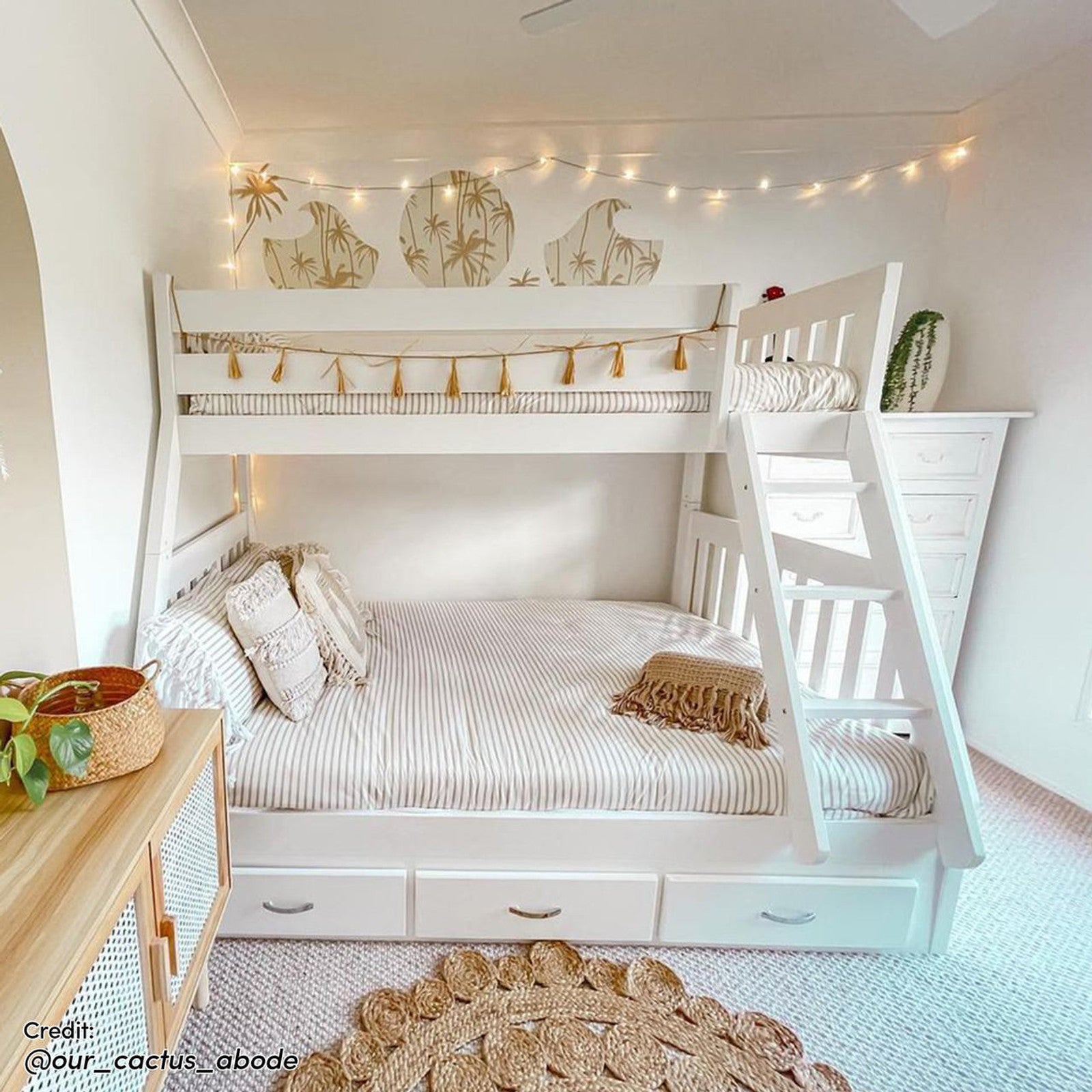 Cornelia Solid Wood Triple Bunk Bed with Storage in White – Luxo Living