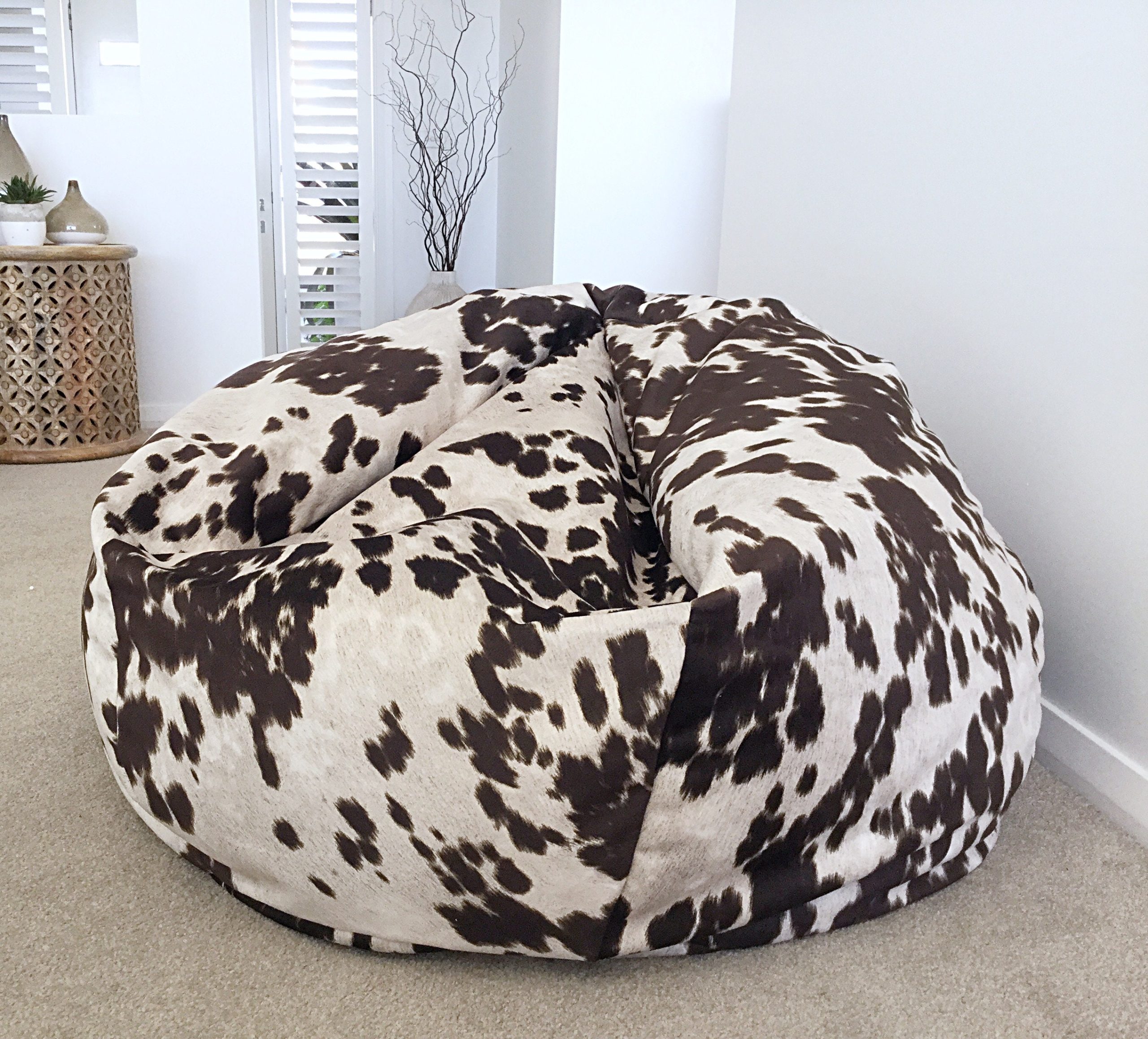 Cow Hide Cow Bean Bag Chair Genuine Leather Bean Bag Chair: Unique And Customizable In Finishes
