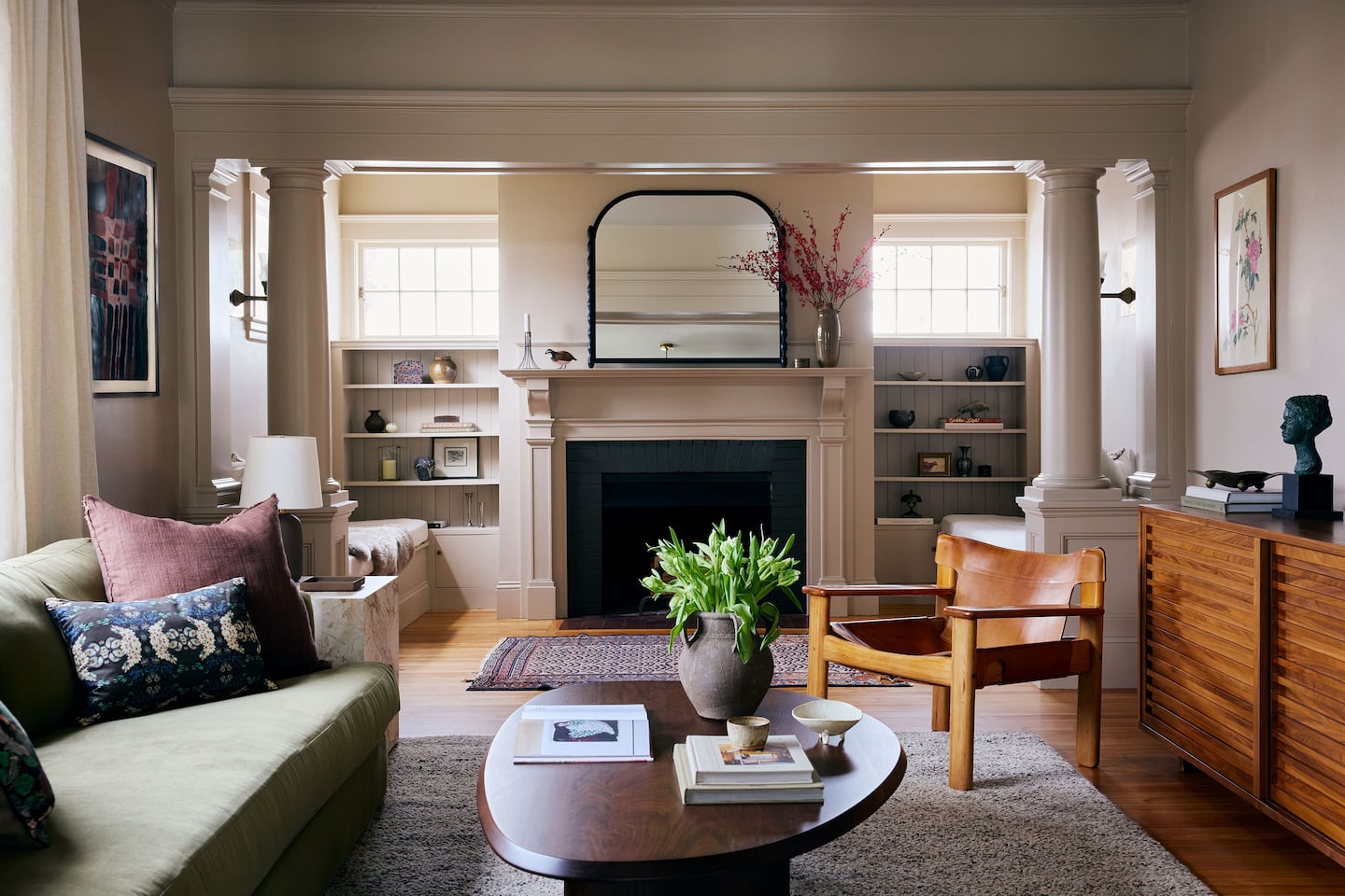 Cozy living room design for a 1912 Concord home