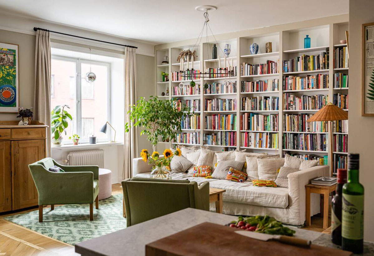 Cozy Scandinavian apartment with large library (98 sqm) 〛 ◾ Photos ◾ Ideas ◾ Design