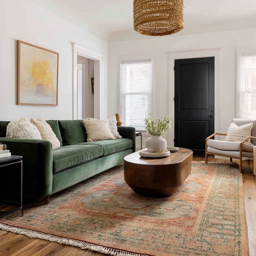Dark Green Sofa Living Room Ideas: Planned Look, Not Heavy