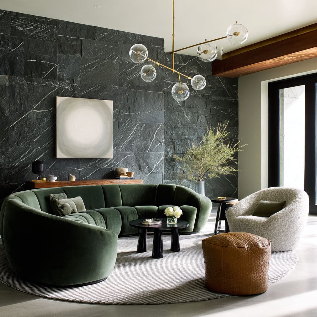 Dark Green Sofa Living Room Ideas: Planned Look, Not Heavy