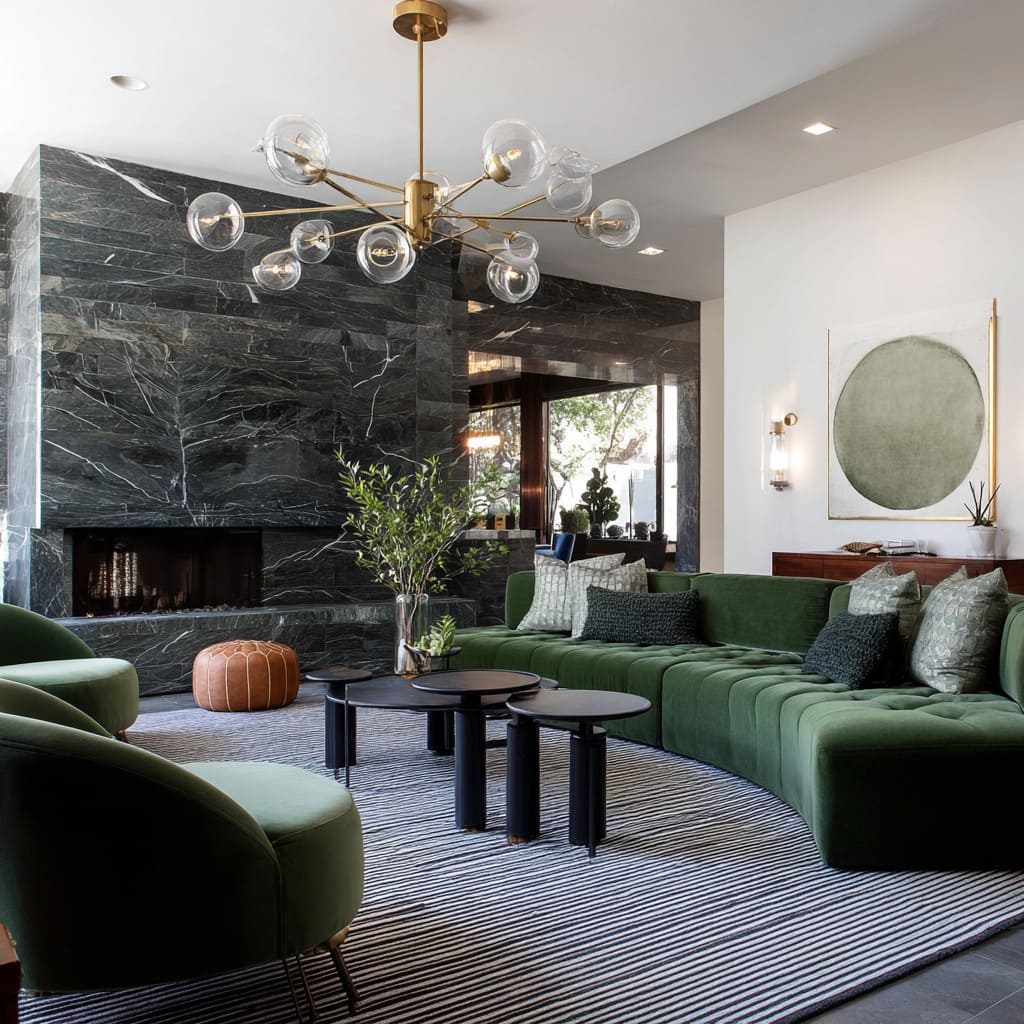 Dark Green Sofa Living Room Ideas: Planned Look, Not Heavy