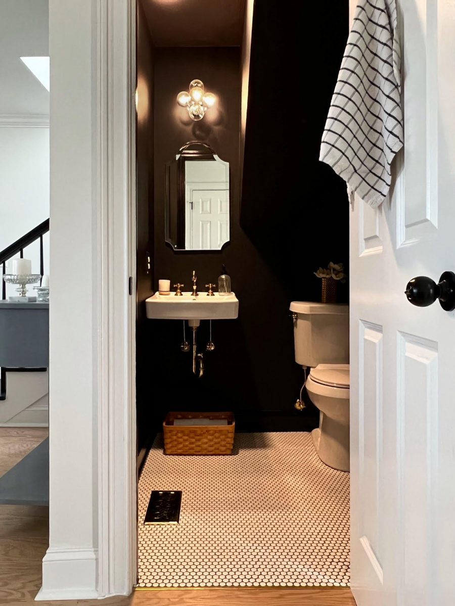 Dark + Moody Powder Room Reveal at the Greenfield Remodel - FOXY OXIE