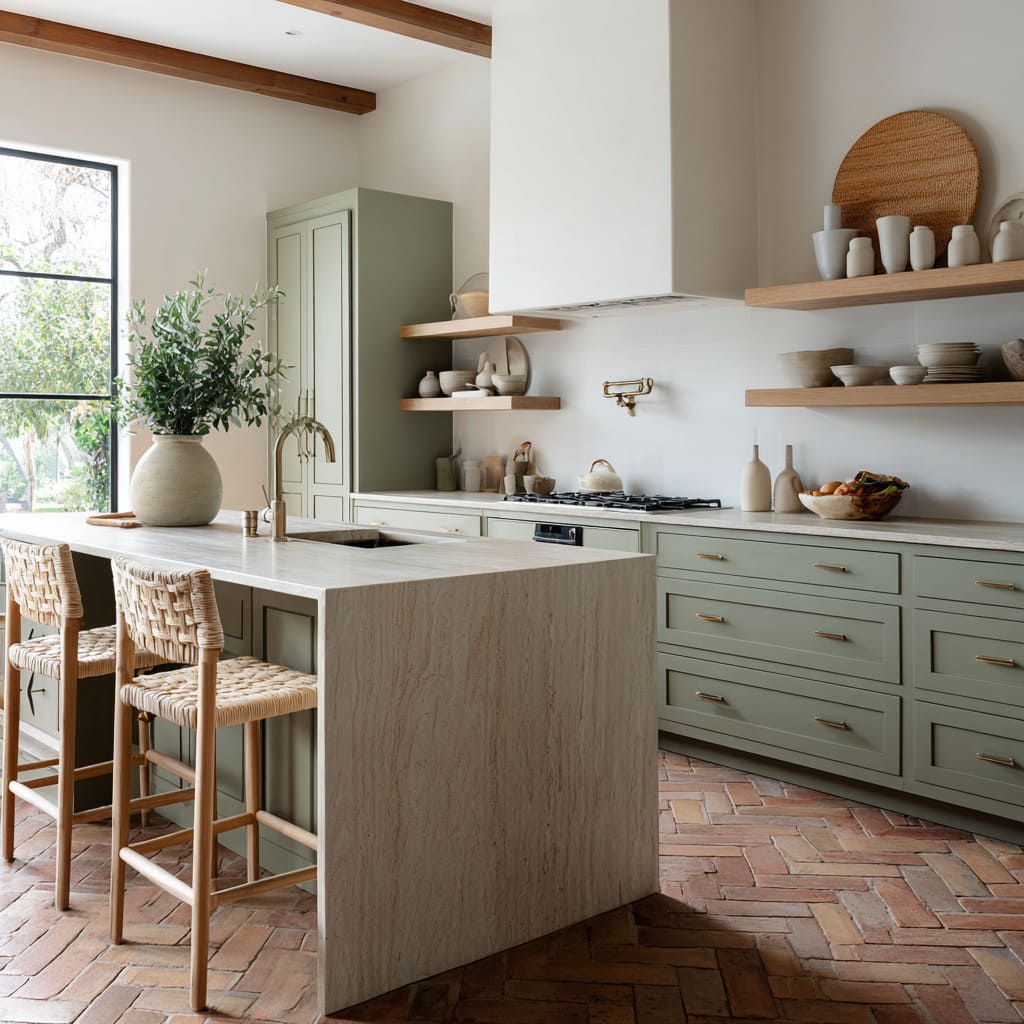 Design Strategies For Green and Terracotta Kitchen Design