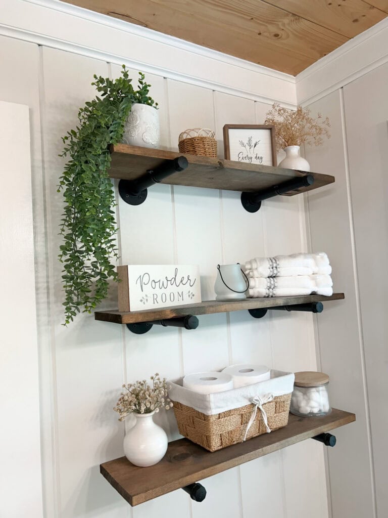 DIY Modern Farmhouse Bathroom Shelves