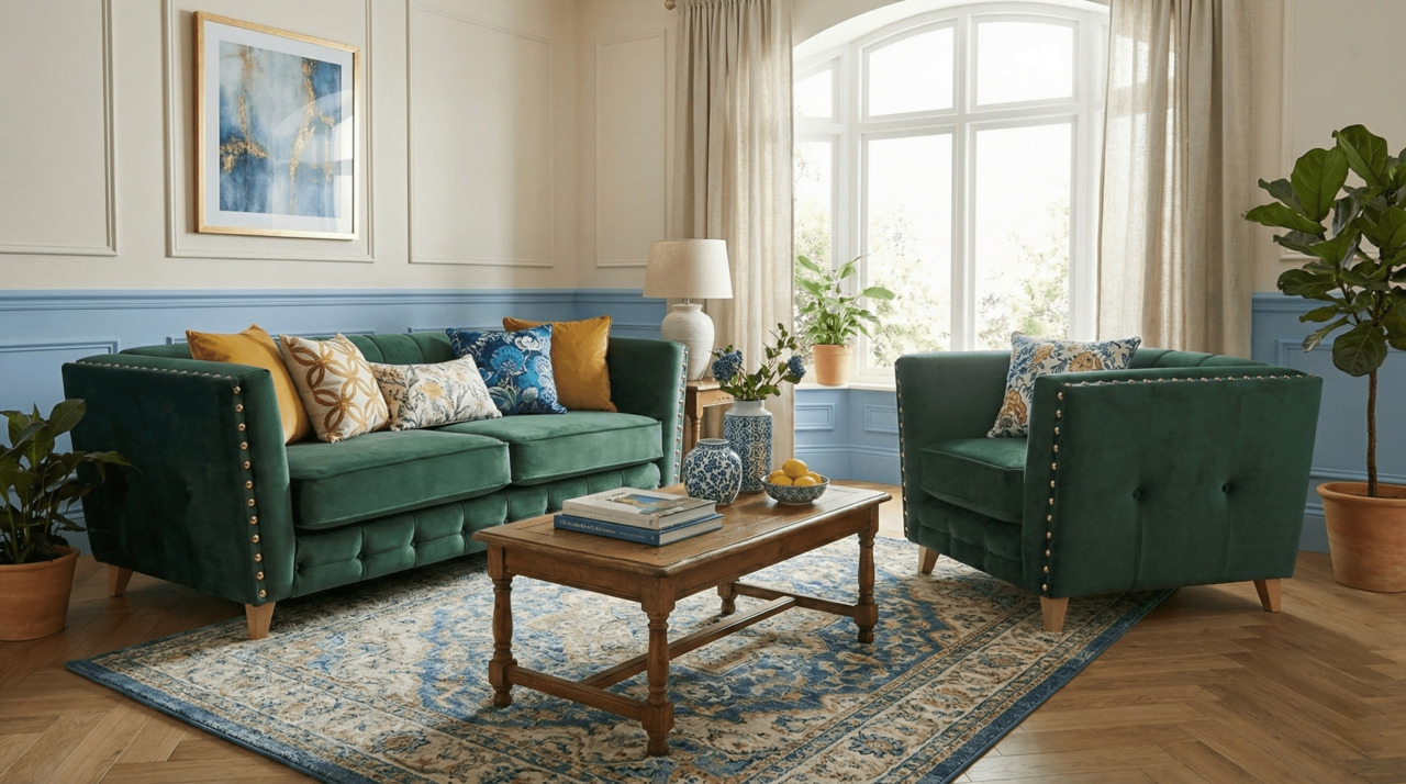 Emerald Green Sofa Living Room Ideas | Designer Sofas 4U