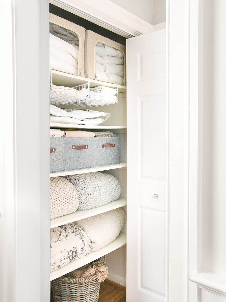 Hallway Linen Closet Organization and Storage Ideas - Stefana Silber