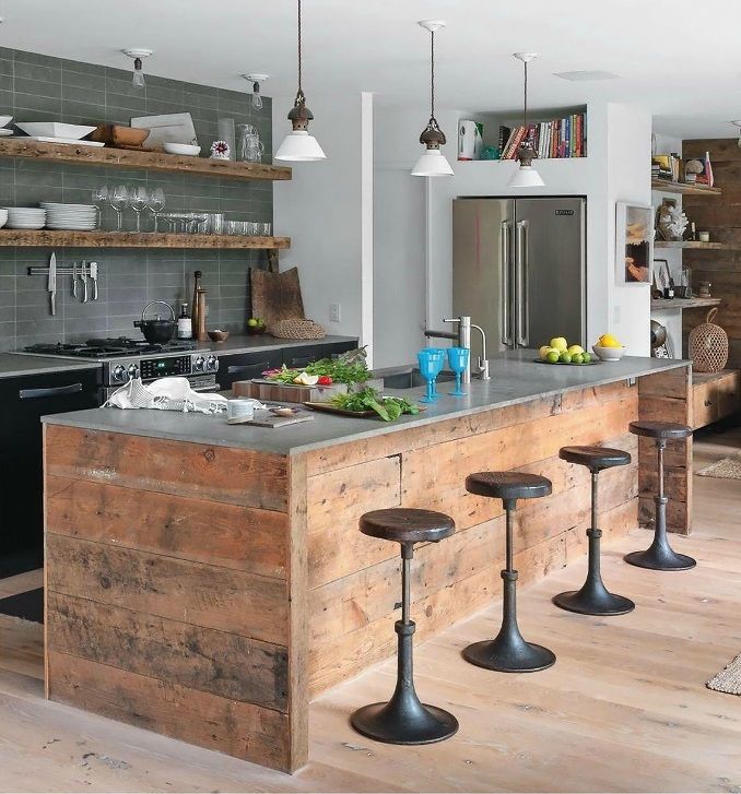 Home Inspiration: 11 Rustic Kitchen Islands with Seating | North Country Nest