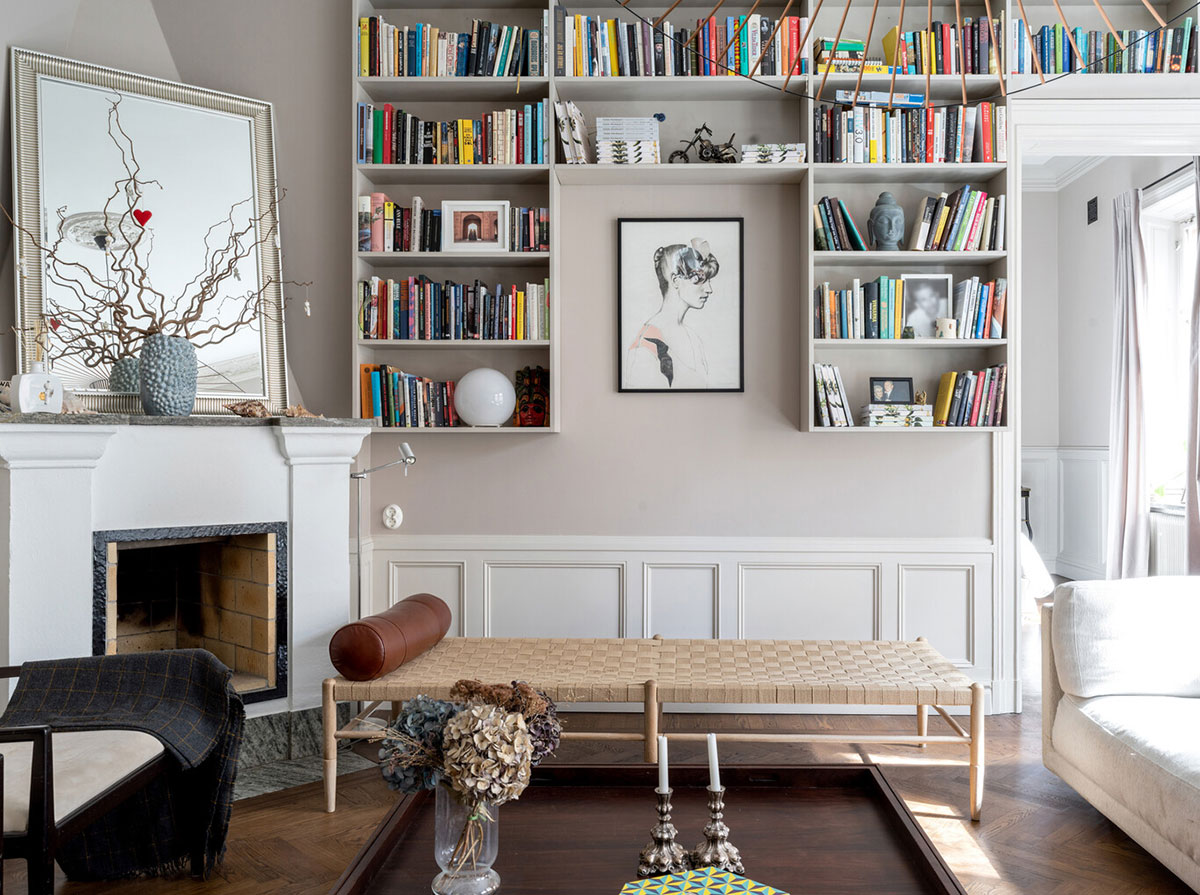 Home library in elegant Stockholm apartment 〛 ◾ Photos ◾ Ideas ◾ Design