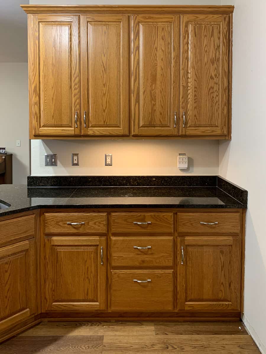 honey oak kitchen cabinets-3 - Painted by Kayla Payne
