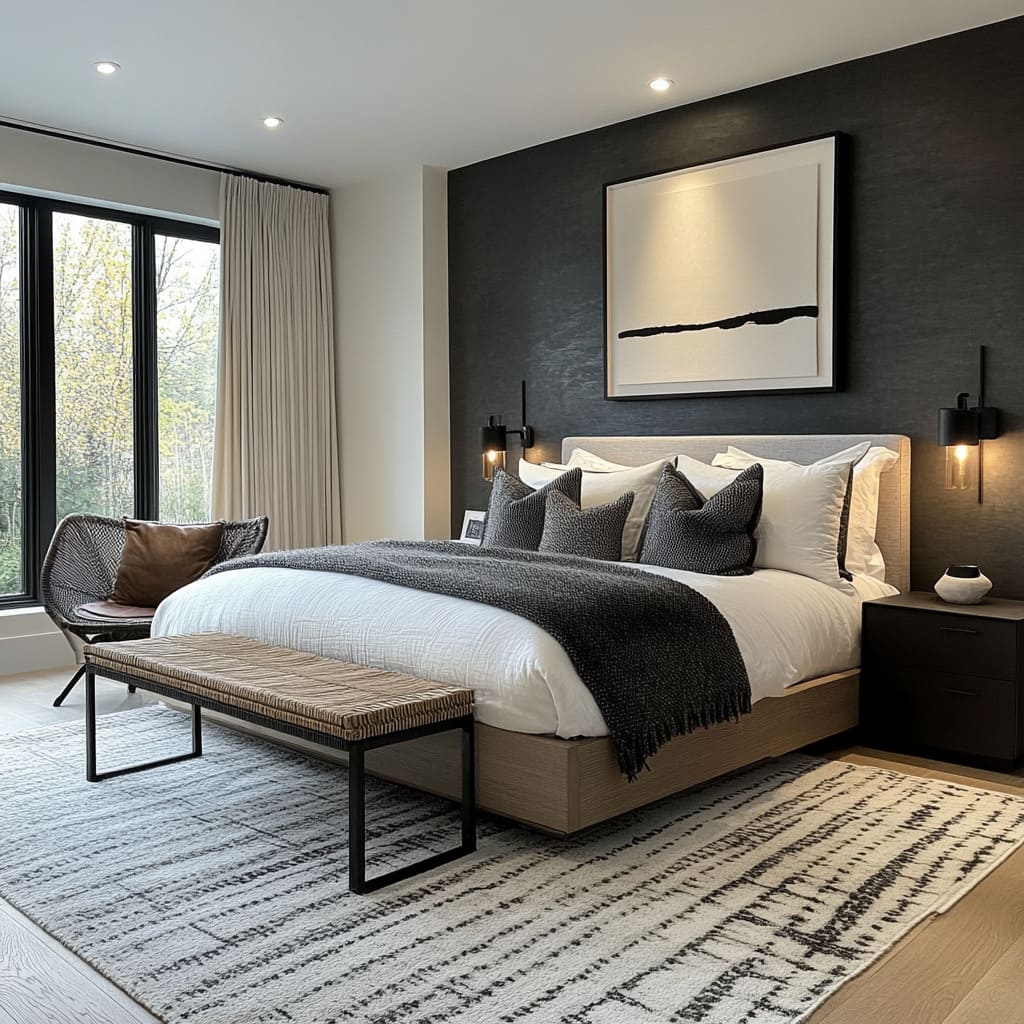 How Designers Create A Stunning Black, Grey, White Bedroom