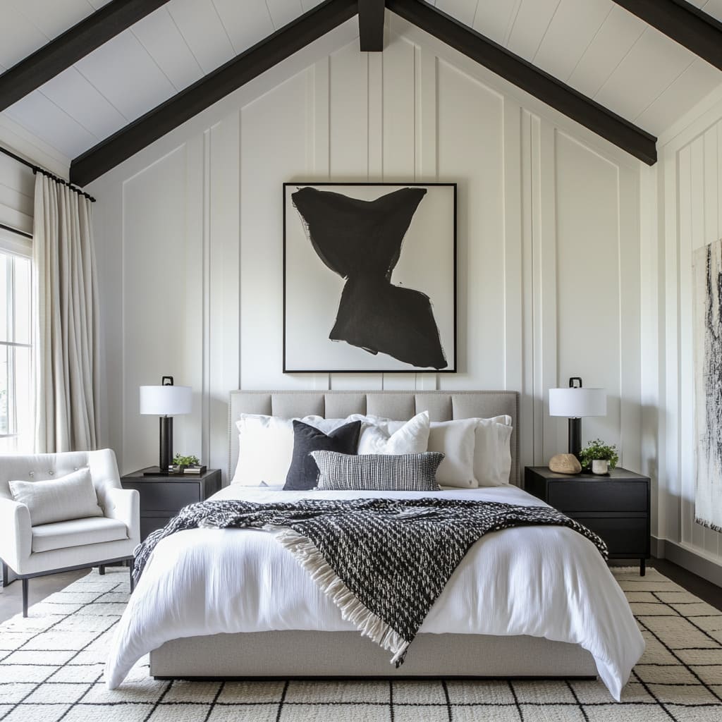 How Designers Create A Stunning Black, Grey, White Bedroom