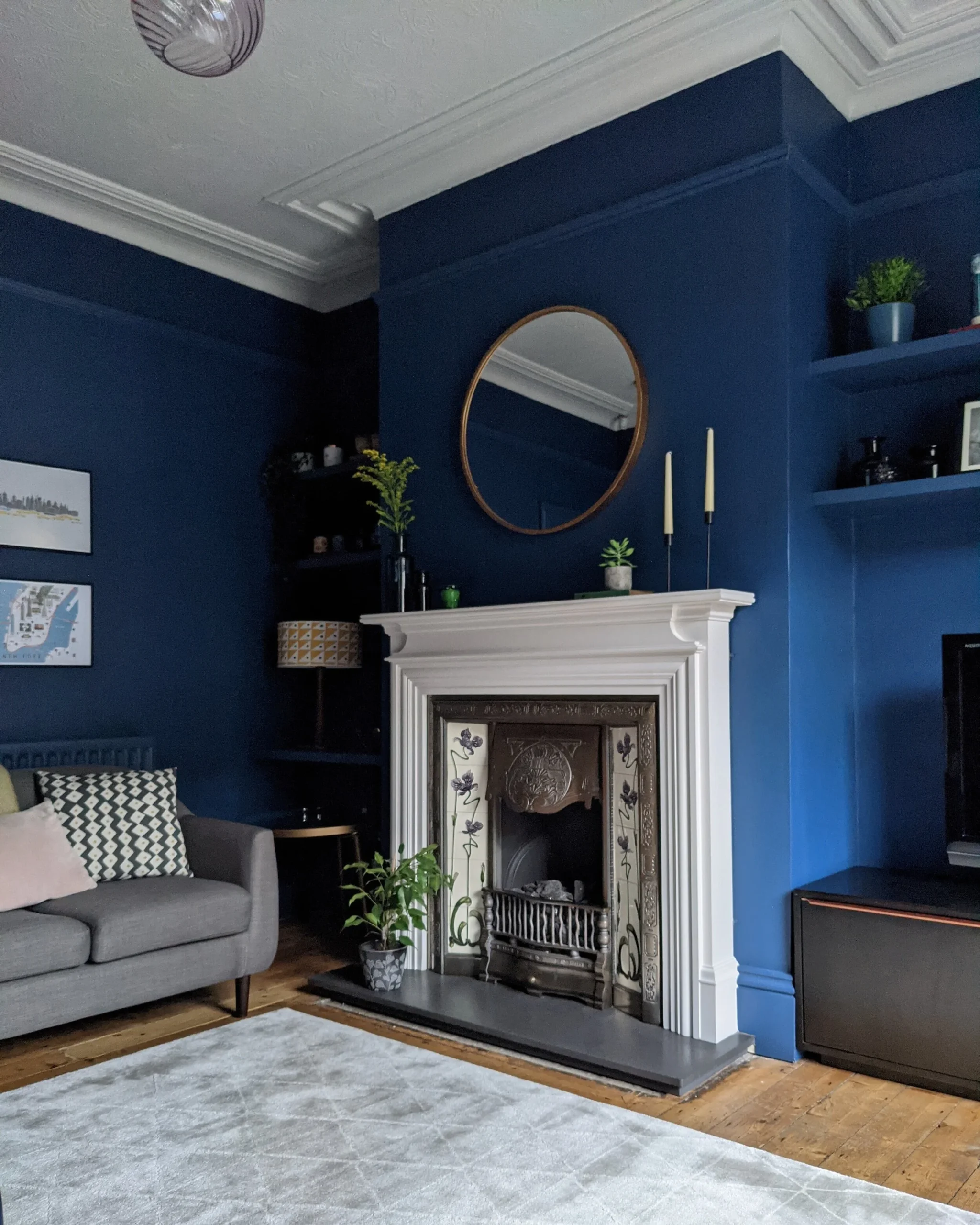 Ideas Light Blue Couch Living Room Dark Blue Living Room Before And After Reveal