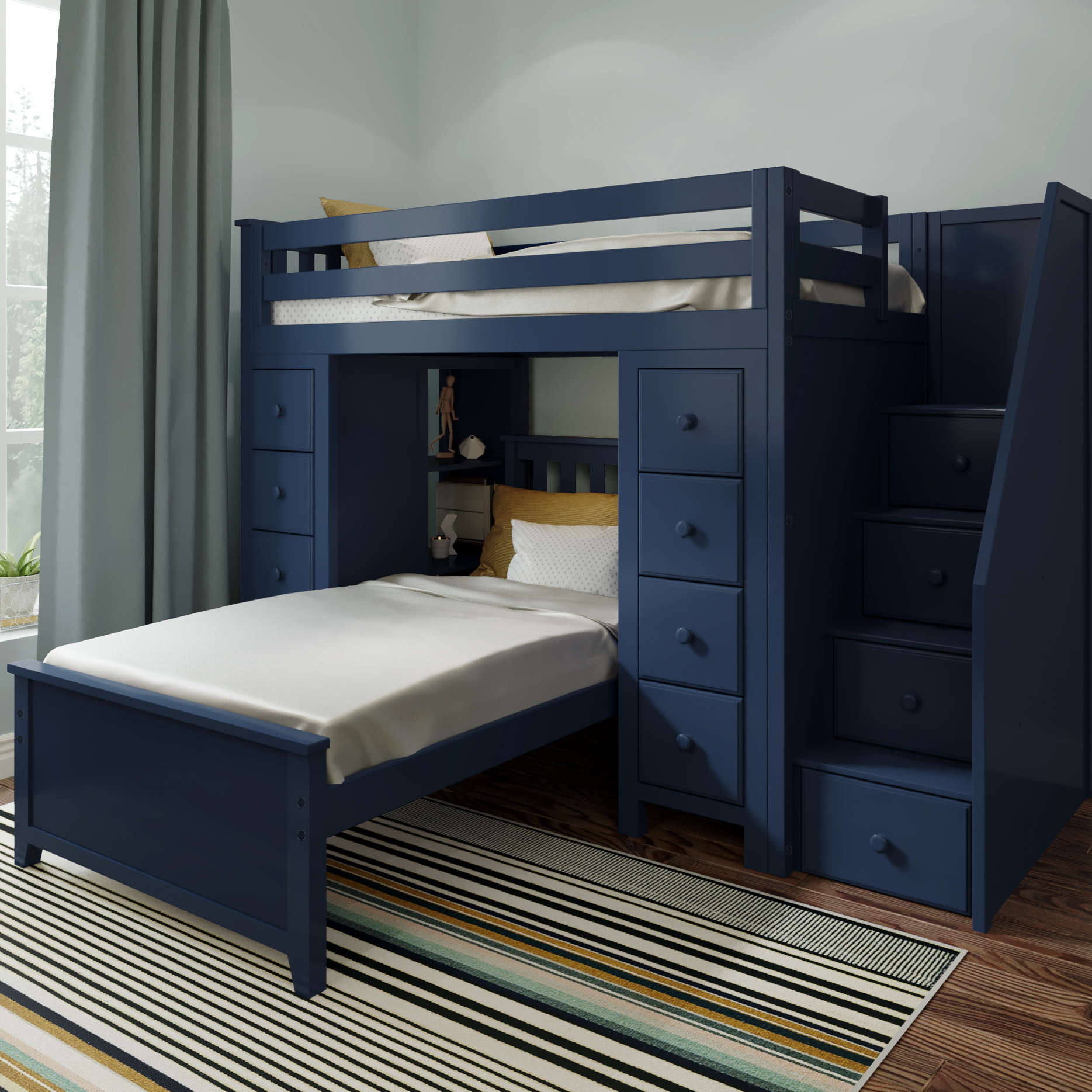 Jackpot Deluxe Chester Staircase Loft Bed Storage + Twin Bed Lullabye Shop