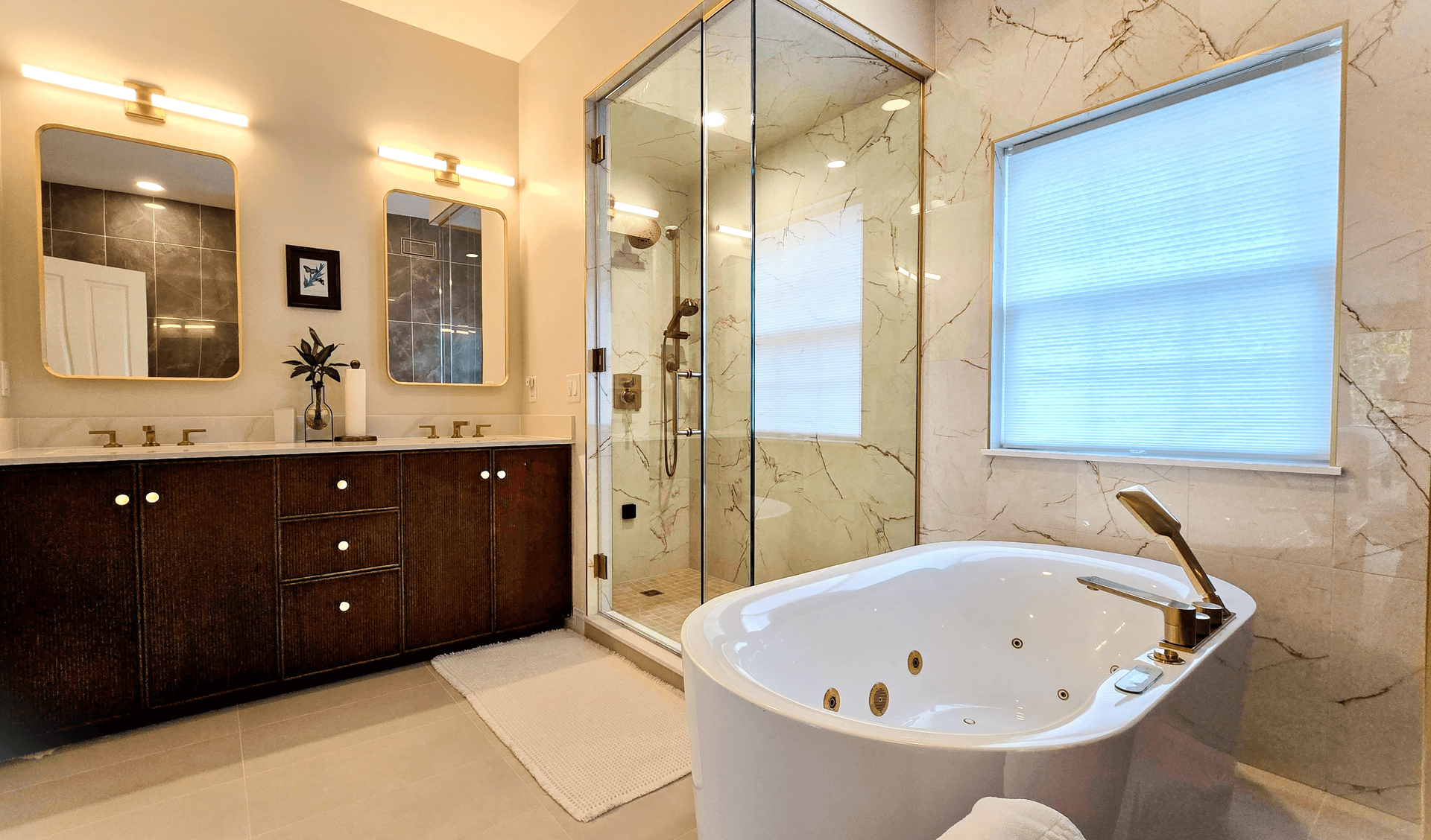 Luxury Master Bathroom Remodel in Cromwell, CT at TPC River Highlands | Custom Walk-In Shower, Freestanding Soaking Tub & Bathroom Remodel Cost by First Choice Bathroom Remodeling