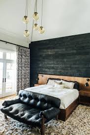 Master Suite With Charred Accent Wall & Wood-Patterned Bathroom Walls | HGTV