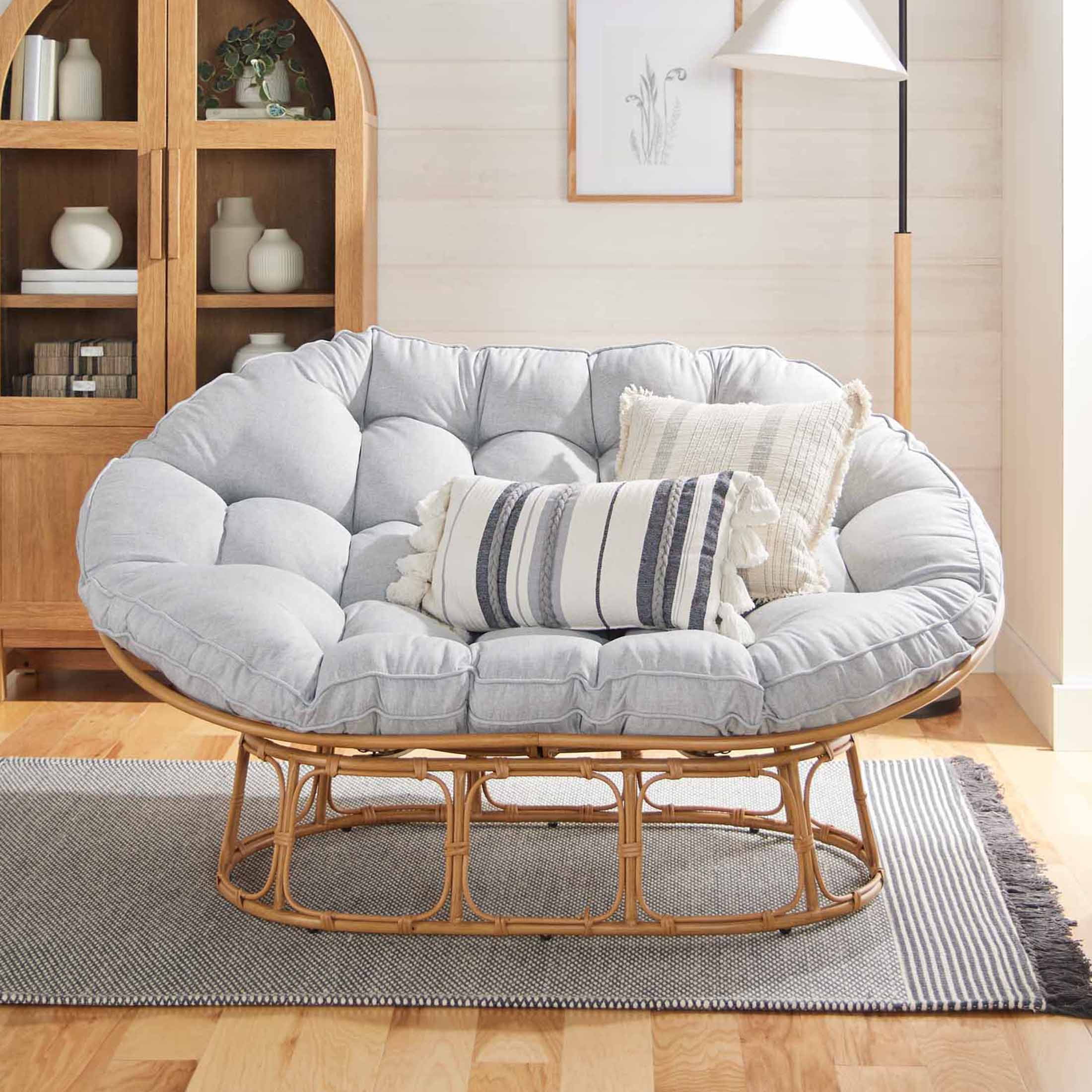 Modern Living Room With Papasan Chair Unbranded Ergonomic Wicker Papasan Chair, 360° Swivel Indoor Outdoor