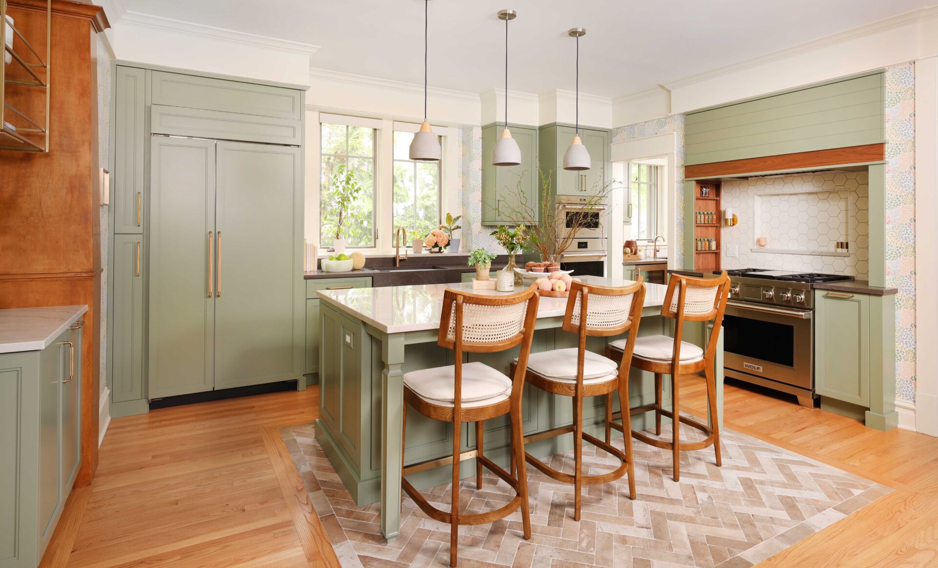 New Age Green Kitchen Creates a Modern Woodland Vibe - Normandy Remodeling