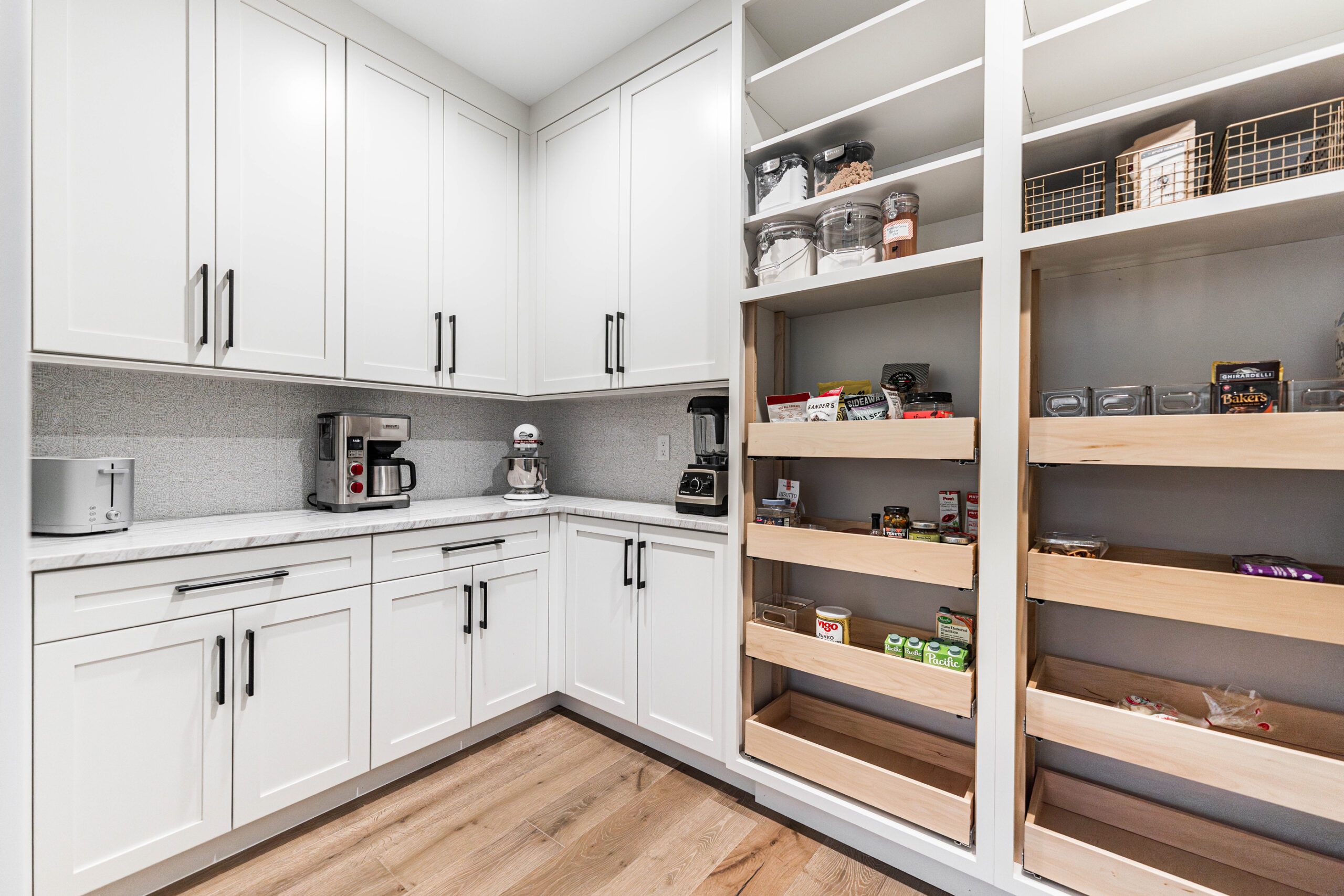Pantry with Open Shelves - Crystal Cabinets