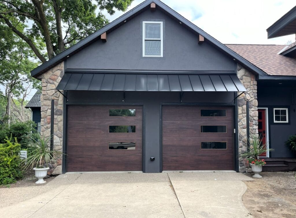 Standing Seam Awning Over Residential Garage